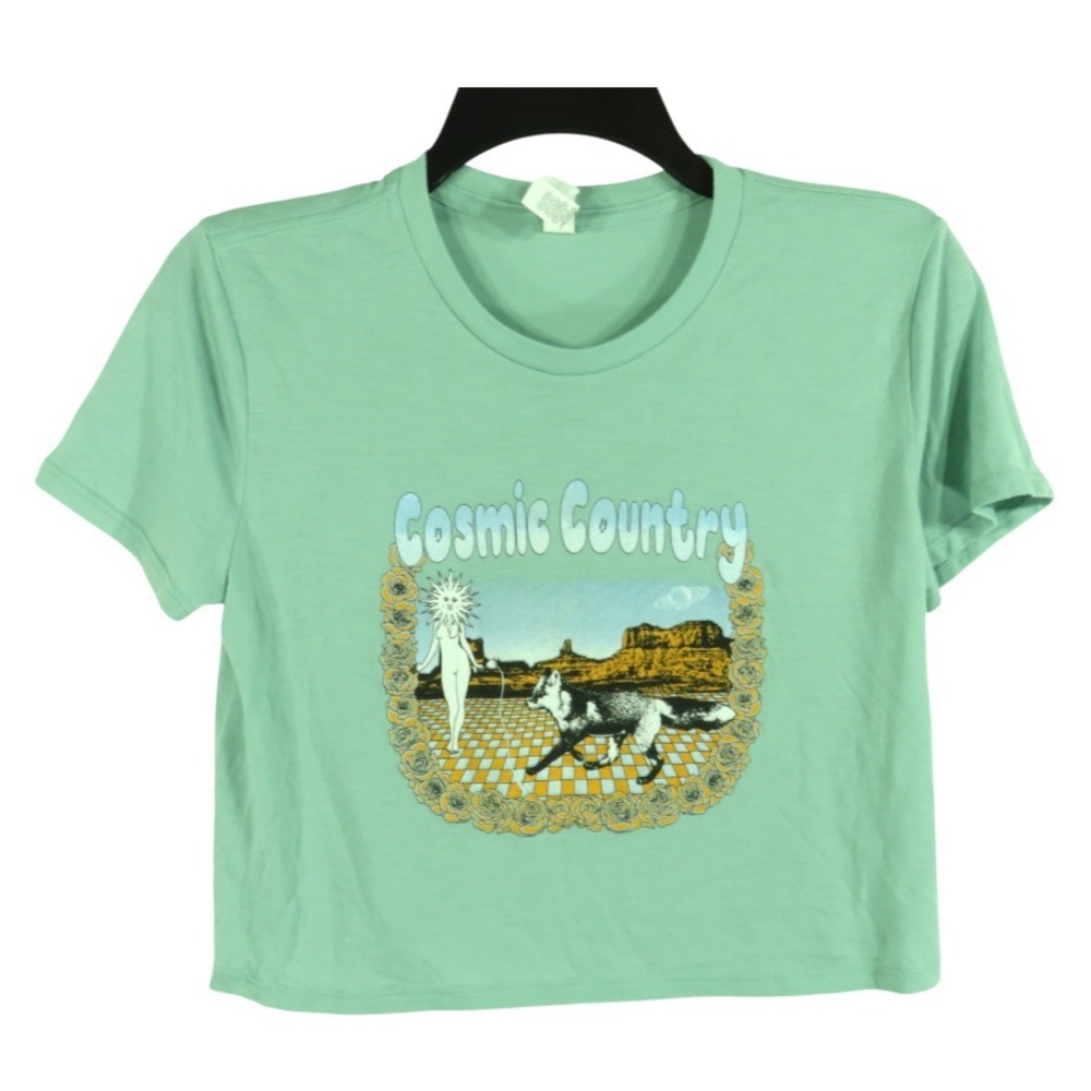 COSMIC COUNTRY Cropped T-Shirt Tee Top NAKED LADY & WOLF OR FOX? Daniel Donato S